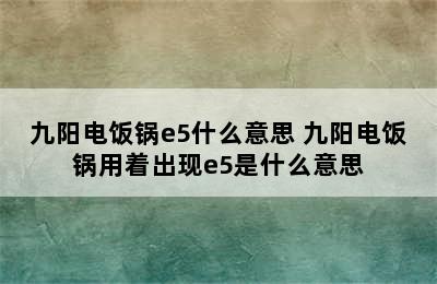 九阳电饭锅e5什么意思 九阳电饭锅用着出现e5是什么意思